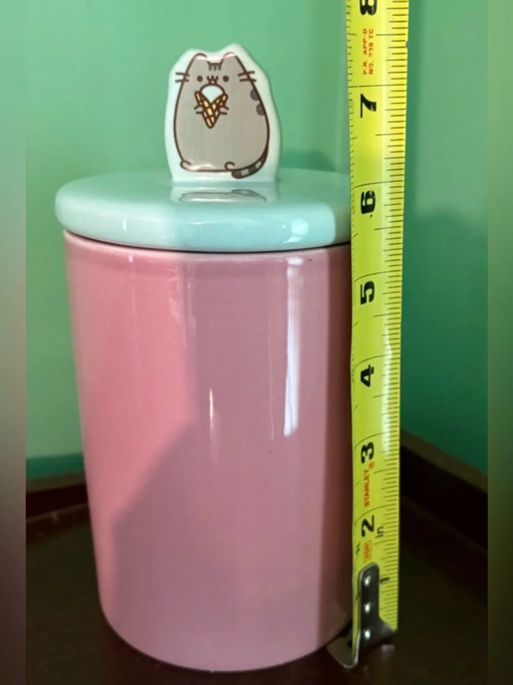 Pusheen Pink Ceramic Pet Treat Canister with Lid NEW